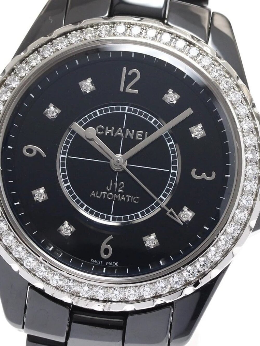 CHANEL J12 H3109 black ceramic diamond bezel Automatic Men's Watch_890148